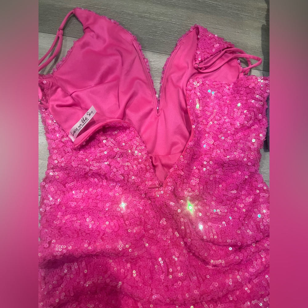 pink sequence Lucy in the sky dress